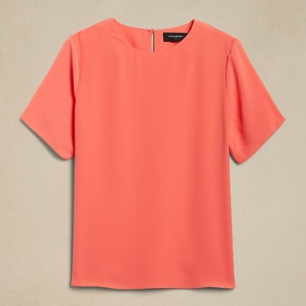 🌟 Banana Republic Factory Salmon Pink Boxy Blouse Sz M
